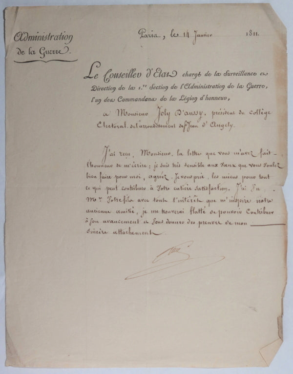 1811 Paris J.F.de Gau des Voves, administration de la guerre