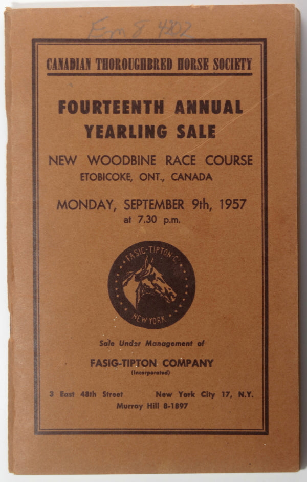 1957 Toronto booklet Twelfth Annual Yearling Sale Woodbine Race Course