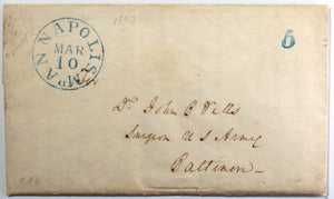 1847 Annapolis brother's letter to Dr. John B. Wells Surgeon US Army