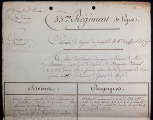 1802-1814 France 4 documents militaires Beaurain 55e,110e,Colonial