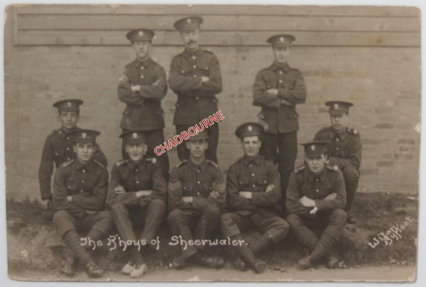 WW1 UK 1915 photo postcard Sheerwater Surrey soldiers (fusiliers?)