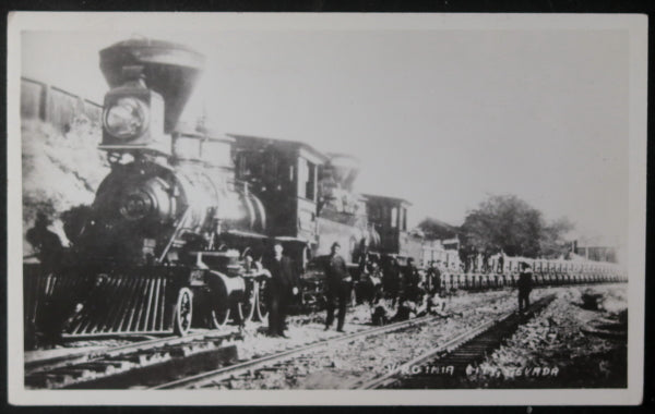 USA RPPC postcard Comstock Lode silver ore train, Virginia City NV