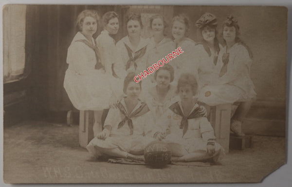 1917 USA postcard photo girl's high school basketball team