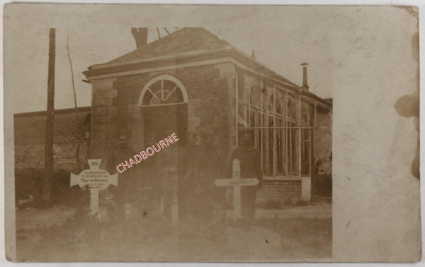 WW1 1915 photo postcard German soldiers visiting graves