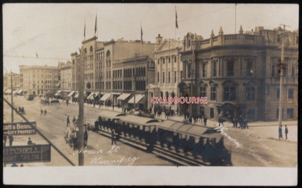 c. 1904 Canada photo postcard of Main St. Winnipeg MB