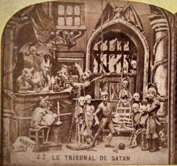 Late 19th UK ‘Diablerie' stereoscopic photograph ‘Tribunal de Satan'