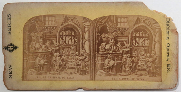 Late 19th UK ‘Diablerie' stereoscopic photograph ‘Tribunal de Satan'