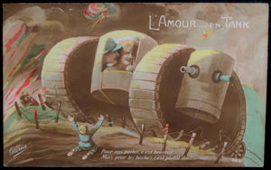 Guerre 14-18 France carte postale patriotique 'L’Amour…en tank'