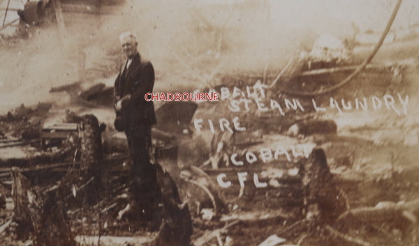 1908 Canada photo postcard Cobalt Ontario Steam Laundry Fire