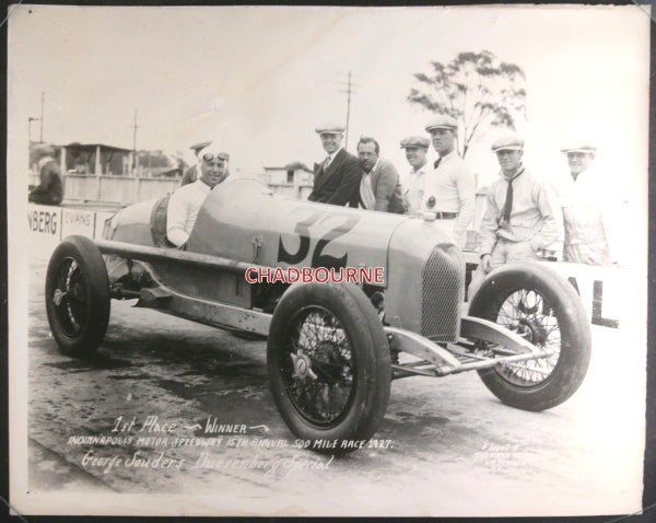 1927 USA photo Sauders winner Indianapolis 500 mile race 1927 USA photo Sauders winner Indianapolis 500 mile race