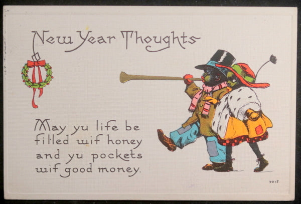 1915 USA B New Year’s postcard Black Americana