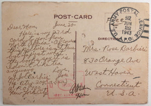 1943 USA WW2 postcard from Corporal stationed in North Africa