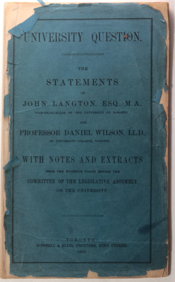 1860 Canada pamphlet educational topics University of Toronto