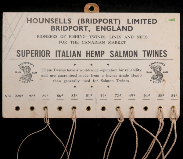 Early 1900s UK  advertising Hounsells salmon twine with samples