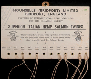 Early 1900s UK  advertising Hounsells salmon twine with samples