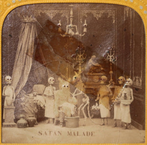 c. 1970 France carte diablerie stéréoscopique 'Satan Malade'