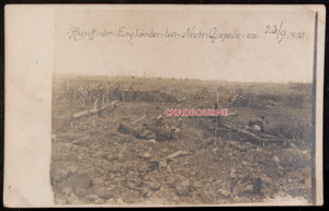 1915 France German photo postcard of English KIA Neuve Chapelle