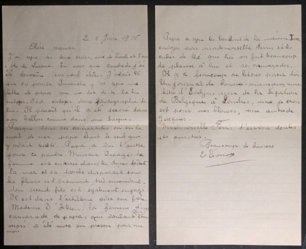 1915/18 Angleterre lettres étudiante belge en-têtes militaires Bastien