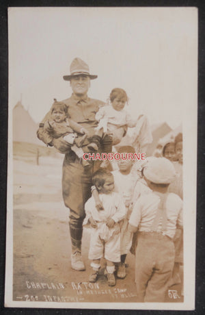 USA 1910s postcard Chaplain Axton Fort Bliss, refugee Mexican children