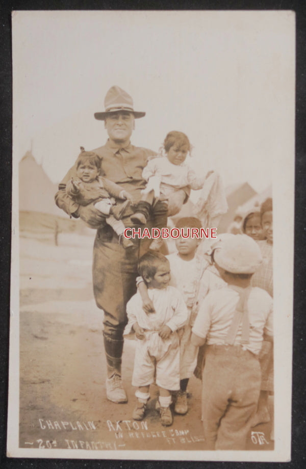 USA 1910s postcard Chaplain Axton Fort Bliss, refugee Mexican children USA 1910s postcard Chaplain Axton Fort Bliss, refugee Mexican children