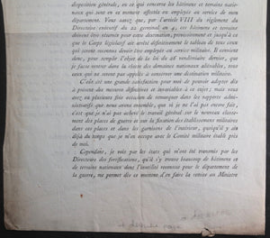 1798 Paris circulaire Ministère de la Guerre pour Liege, vente domaines nationaux