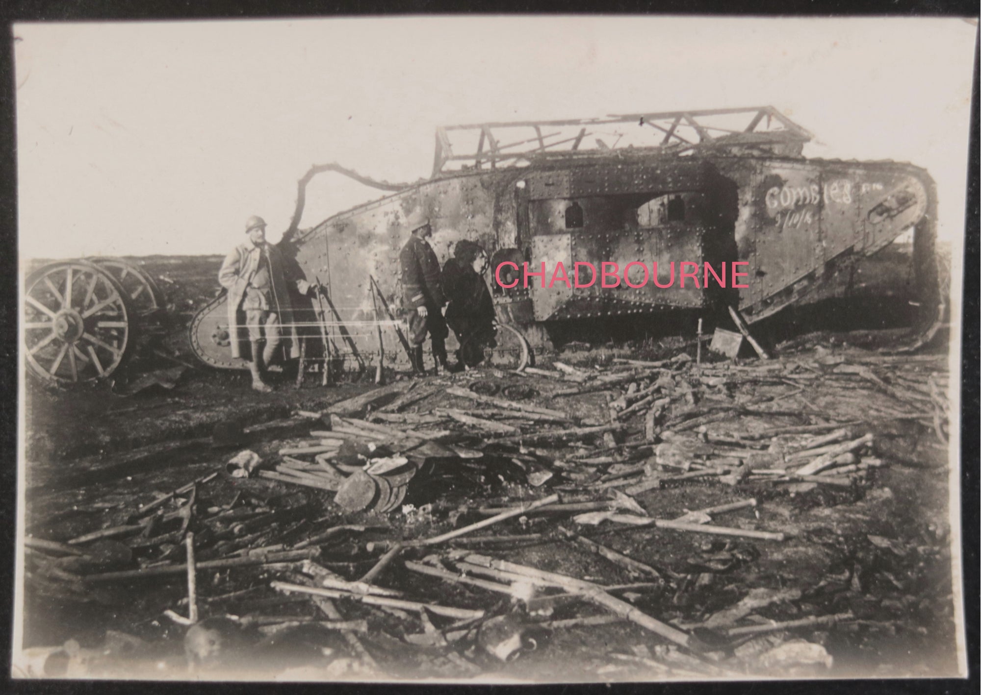WW1 1916 photo British Female Mark I tank ‘C16’ Somme France