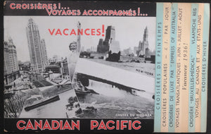 1936 Belgique pamphlet Canadian Pacific croisières/vacances