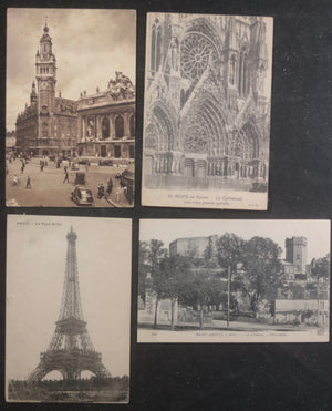 WW1 era USA military fourteen (14) French postcards sent home