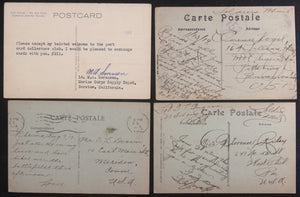 WW1 era USA military fourteen (14) French postcards sent home