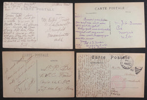 WW1 era USA military fourteen (14) French postcards sent home