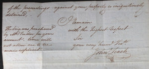 1799 letter London UK to Boston Merchant John Codman, ship seized