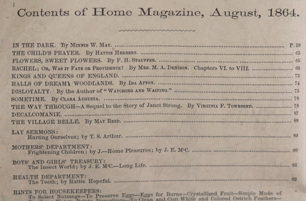 1864 USA Civil War era Arthur’s Home Magazine