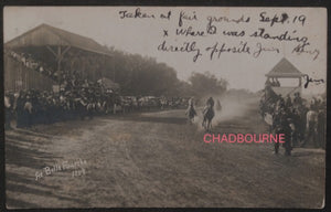 1908 USA Belle Fourche S.D. photo postcard horse race at fair