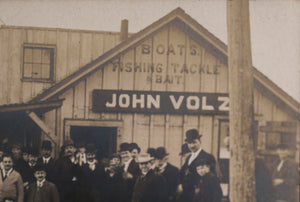 1908 USA Buffalo NY photo postcard Volz’s Famous Fish Fry