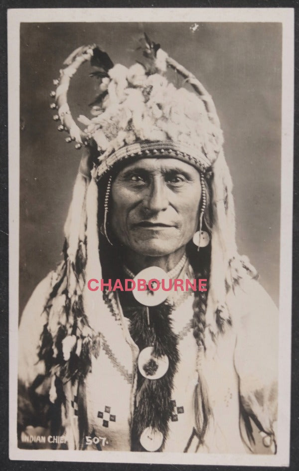 c. 1910 Canada Banff Harmon postcard Wahchegiye Nakoda medicine man