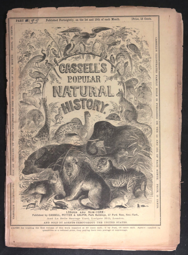 USA 1860-61 magazine Cassell's Popular Natural History, 3 issues 