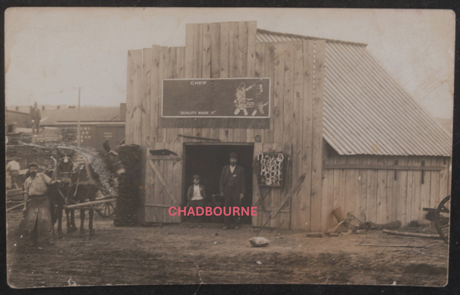 c. 1911 USA photo postcard blacksmith shop Cushing Oklahoma