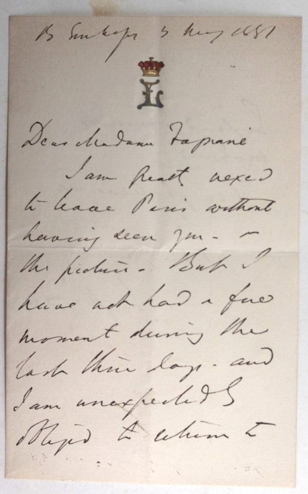 1881  Paris letter with UK family crest