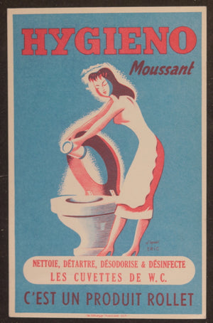 c. 1930 France carte postale publicité HYGIENO Moussant