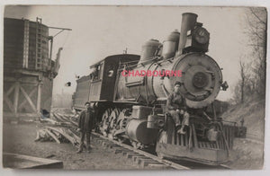 1910 USA Dayton Kentucky photo postcard steam locomotive refueling