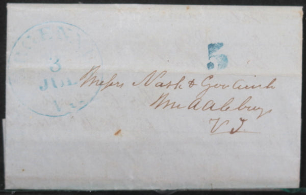 1848 USA Vergennes VT sale to grocer/wool manufacturer Middlebury