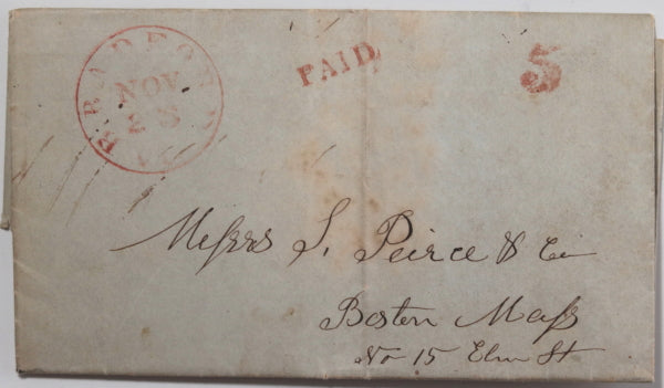 1848 USA letter from farmer South Newbury NH to Boston merchant