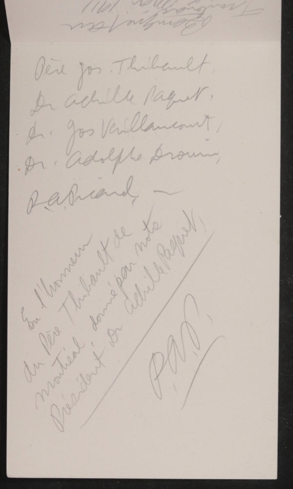 1911 Canada Montréal menu banquet pour Père Thibault