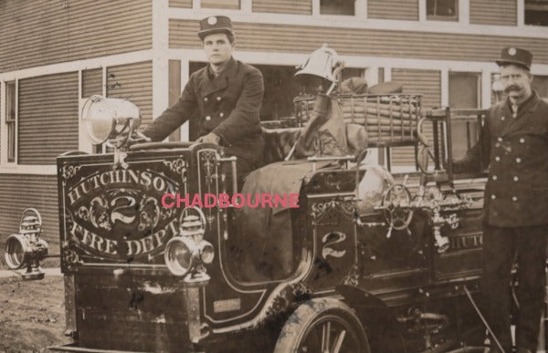 1909 USA photo postcard Hutchinson Kansas fire engine #2