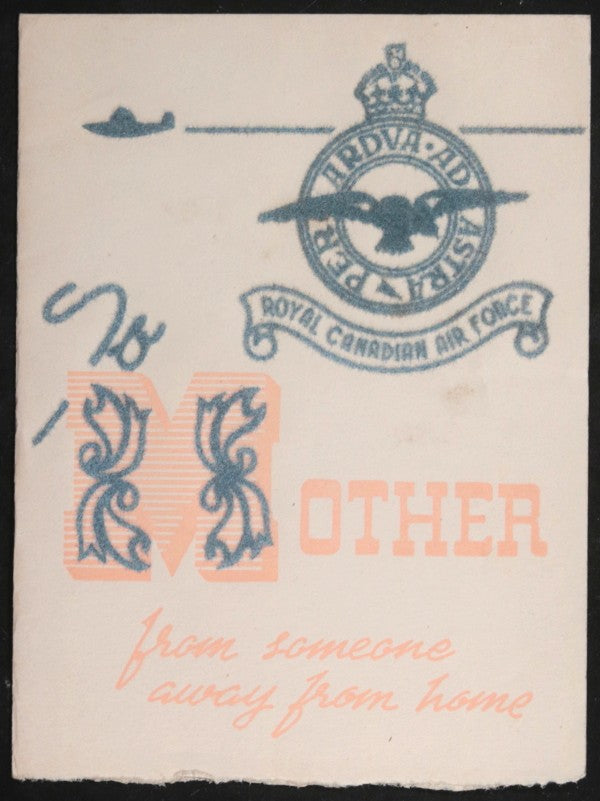  Canada RCAF printed card for airmen to send to Mother