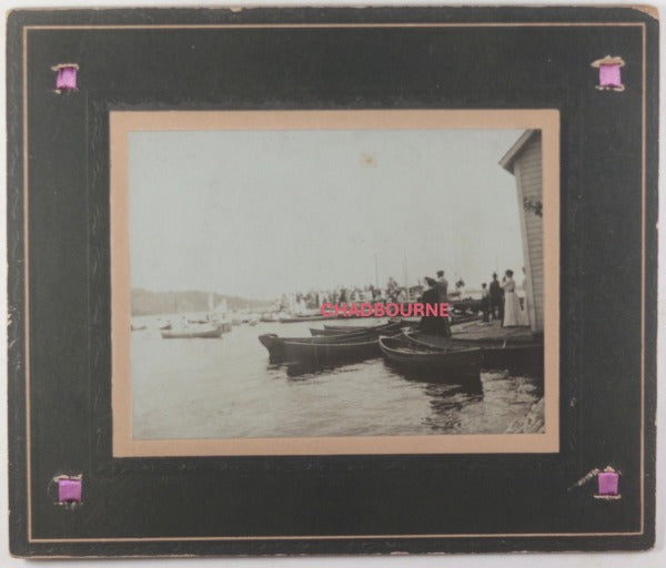1904 Canada photo of crowd on dock Woodington Ontario (Muskoka lakes)