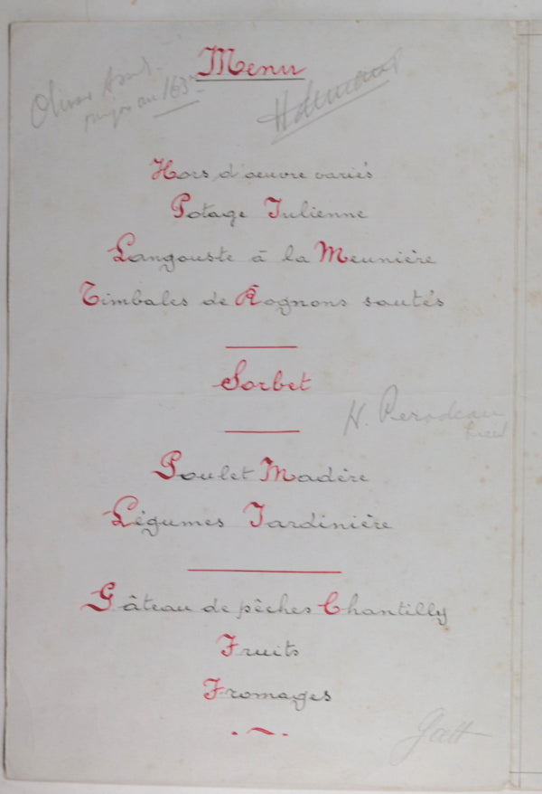 1916 WW1 Bermuda dinner menu for 163rd Regiment (C.E.F. Canada)