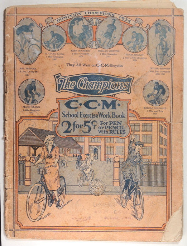 1924 Canada Ontario school exercise book CCM bicycles