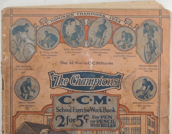 1924 Canada Ontario school exercise book CCM bicycles
