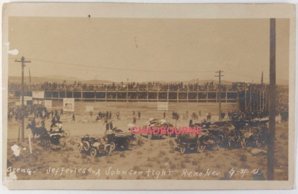 1910 USA Reno NV photo postcard boxing 'Fight of the Century'